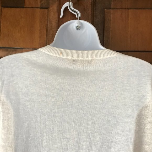 LOFT Lightweight White Button Close Cardigan Sweater Petite Medium - Picture 11 of 12